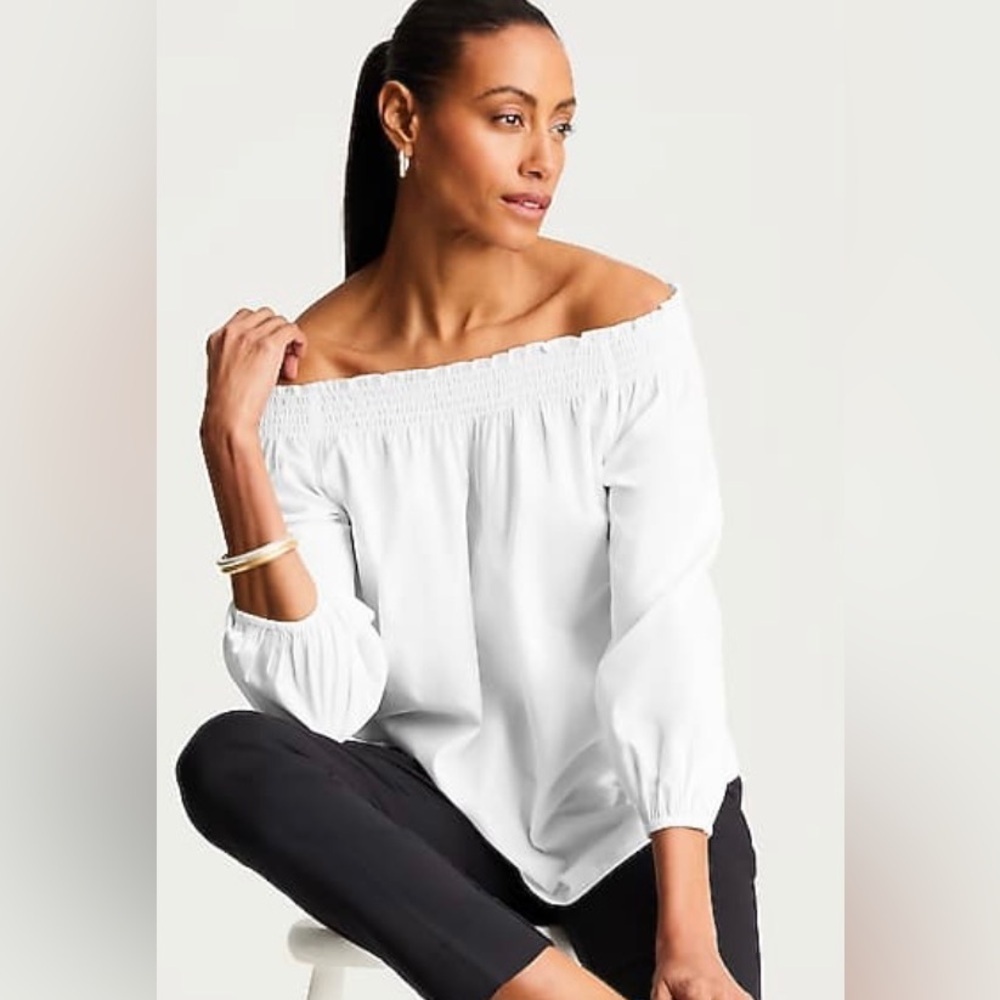 J. Jill Convertible Off The Shoulder Smocked Top